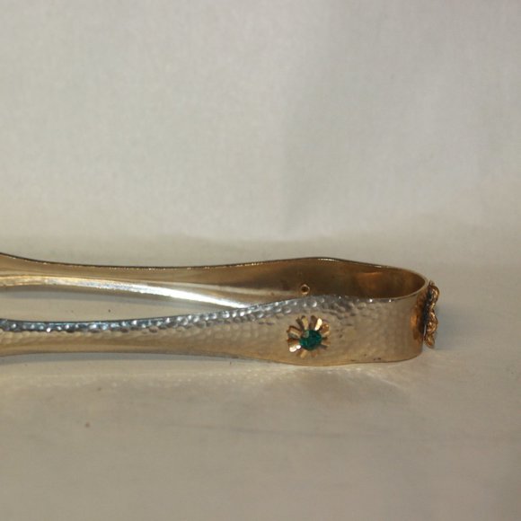 VINTAGE BAR JEWELED BIRD LEGS ICE CUBE SUGAR FORK TONGS Red, Green & Purple - Picture 2 of 4